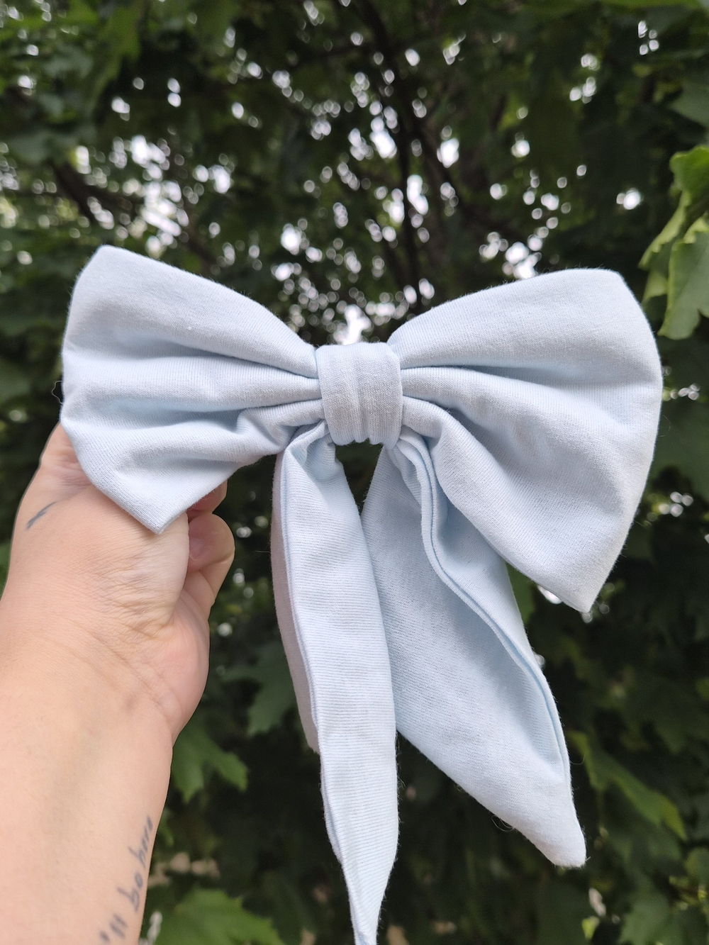 Upcycled Recycled Light Blue Hair Bow
